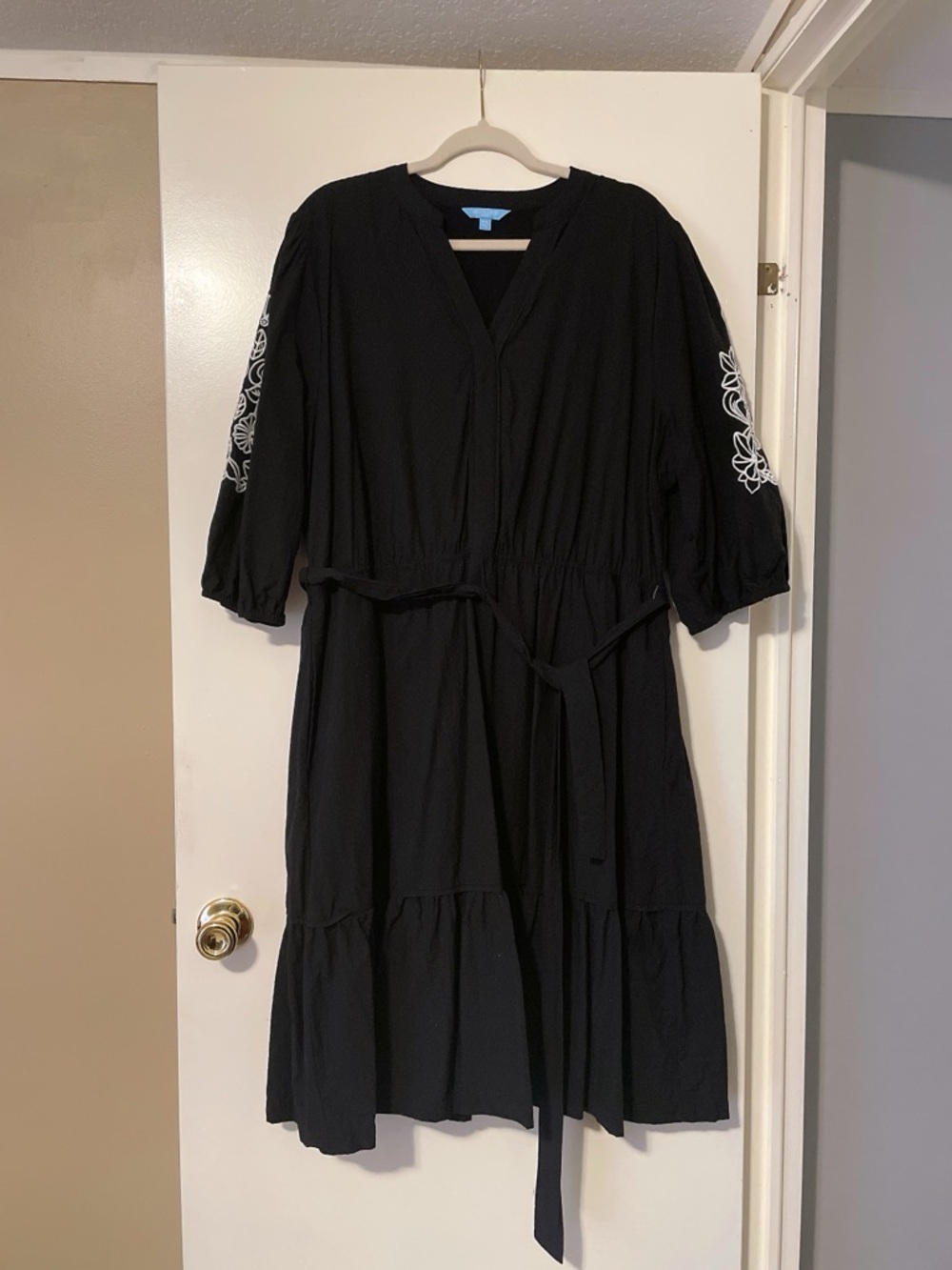 Draper James Black Embroidered Sleeve Tiered Dress Size XXL